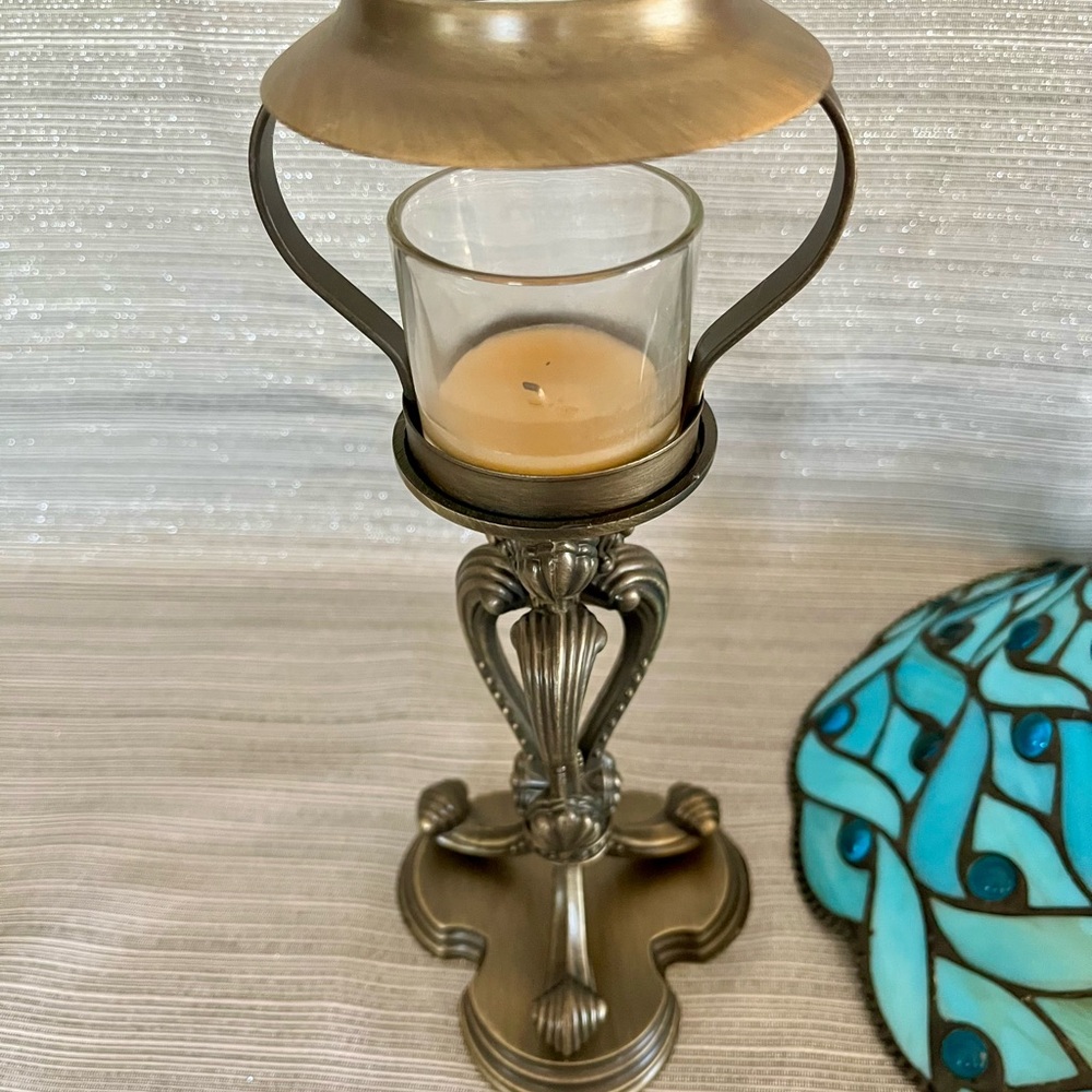 PartyLite Spring Water Candle Holder Lamp Tiffany Style Stained Glass - Picture 7 of 14